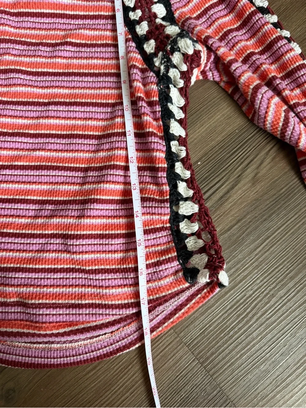 Free People Striped Orange & Black Long-Sleeve Knit Top xs